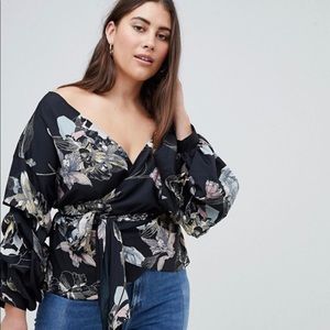 ASOS AX Paris Floral Wrap Blouse